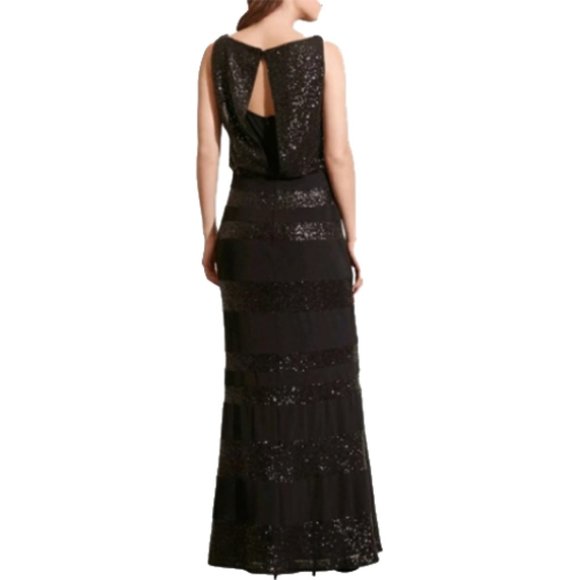 LIKE NEW RALPH LAUREN Blouson Sequin Black Gown - Picture 4 of 7